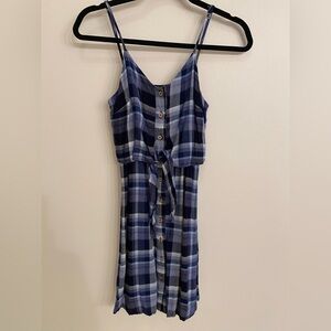 Dress, women’s xs, button w/front tie, blue